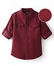 Pine Kids Corduroy Woven Full Sleeves Solid Shirt with Mandarin Collar & Front Pockets - Maroon