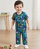 Babyhug Cotton Knit Half Sleeves Co-ords Night Suit With Text Print - Blue