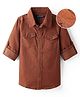 Pine Kids Corduroy Woven Full Sleeves Solid Shirt with Front Pockets - Brown