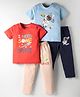 OHMS Single Jersey Knit Half Sleeves T-Shirts & Lounge Pants Set with Space Theme Print Pack of 2 - Multicolor