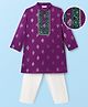 EARTHY TOUCH Cotton Woven Full Sleeves Kurta Pajama Set With Floral Print - Purple & White