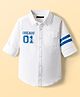 Pine Kids Cotton Woven Full Sleeves Shirt With Sport Theme Print - White