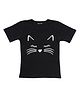 Funkrafts Premium Cotton Knit Half Sleeves Cat Face Printed Tee - Black