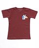 Funkrafts Premium Cotton Knit Half Sleeves Unicorn Face Printed Tee - Maroon