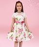 Cutecumber Half Sleeves Floral Printed & Lace Detailed Dress - Cream