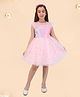 Cutecumber Cap Sleeves Floral Printed Sequins Embellished Dress - Pink