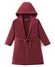 Pine Kids Cotton Knit Full Sleeves Solid Color Hooded  Bath Robe - Maroon