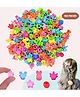 Puchku Set of 100 Floral & Stars Designed Hair Clutchers - Multi Colour