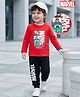 Kookie Kids Marvel Single Jersey Knit Full Sleeves Night Suit With Avengers Graphics - Red & Black