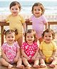 Babyoye 100% Cotton Knit Half Sleeves Onesies With Stripes & Floral Print Pack Of 5 - Multicolour