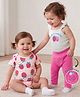 Babyoye 100% Cotton Knit Half Sleeves Onesies With Leggings Berry Print - Pink