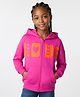 Primo Gino 100% Cotton French Terry Knit Full Sleeves Hooded SweatJacket with Text Print & Kangaroo Pocket - Pink