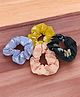 Yellow Bee Set Of 4 Floral & Apple Designed Scrunchies - Multi Colour