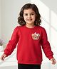 Babyhug Cotton Knit Full Sleeves Sweatshirt With Teddy Bear Patch - Red
