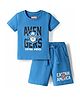 Kookie Kids India Marvel Single Jersey Knit Half Sleeves T-Shirt & Shorts Set with Avengers Graphics - Blue