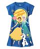 Wear Your Mind Cotton Blend Disney Frozen Featuring Half Sleeves Anna & Elsa Printed Dress - Royal Blue