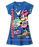 Wear Your Mind Cotton Blend Disney Mickey & Friends Featuring Half Sleeves Minnie Mouse Printed Dress - Royal Blue