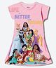 Wear Your Mind Cotton Blend Disney Princesses Featuring Half Sleeves Characters Printed Dress - Pink