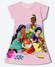 Wear Your Mind Cotton Blend Disney Princesses Featuring Half Sleeves Characters Printed Dress - Pink