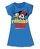 Wear Your Mind Cotton Knit Mickey & Friends Featuring Half Sleeves Donald Duck Character Printed Dress - Royal Blue