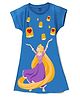 Wear Your Mind Cotton Blend  Disney Tangled Featuring Half Sleeves Rapunzel Character Printed Dress - Royal Blue