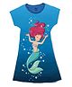 Wear Your Mind Cotton Blend  Disney The Little Mermaid Featuring Half Sleeves Ariel Character Printed Dress - Royal Blue