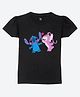 Wear Your Mind Cotton Disney Lilo & Stitch Featuring Half Sleeves Characters Printed Tee - Black