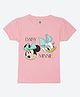 Wear Your Mind Cotton Knit Mickey & Friends Featuring Half Sleeves Characters Printed Tee - Pink