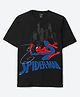 Wear Your Mind Cotton Knit Marvel Featuring Half Sleeves Spiderman Printed Tee - Black