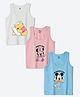 Wear Your Mind Cotton Blend Knit Pack Of 3 Disney Featuring Sleeveless Mickey Mouse & Winnie The Pooh Printed Vests - Multi Colour