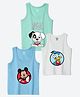Wear Your Mind Cotton Blend Knit Pack Of 3 Disney Featuring Sleeveless Mickey Mouse & 101 Dalmation Printed Vests - Multi Colour