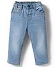 Babyhug Denim Full Length Washed Jeans With Stretch - Light Blue