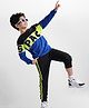 Ollington St. Cotton Knit Full Sleeves Printed Sweatshirt & Knit Joggers Set - Blue & Black