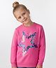 Primo Gino 100% Cotton French Terry Knit Full Sleeves Pullover Sweatshirt with Sequin Detailing - Pink
