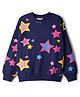 Primo Gino 100% Cotton French Terry Knit Full Sleeves Pullover Sweatshirt with Star Print - Navy Blue