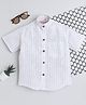 BAATCHEET Cotton Linen Half Sleeves Striped Shirt - White
