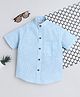 BAATCHEET Cotton Linen Half Sleeves Striped Shirt - Blue