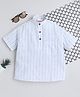 BAATCHEET Cotton Linen Half Sleeves Striped Kurta Style Shirt - White