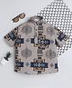 BAATCHEET Cotton Half Sleeves Abstract Printed Kurta Style Shirt - Brown