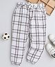 BAATCHEET Jute Cotton Checked Joggers - White & Brown