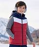 Pine Kids Woven Sleeveless Color Block Padded Hooded Jacket - Red & Navy Blue