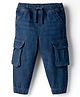 Babyhug Denim Full Length Washed Joggers With Stretch & Cargo Pockets - Blue