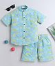 BAATCHEET Cotton Half Sleeves Lemonade Printed Shirt & Coordinating Shorts Set - Blue