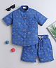 BAATCHEET Cotton Half Sleeves Sun & Vehicles Printed Shirt & Coordinating Shorts Set - Blue