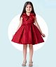 Lagorii Satin Sleeveless Bow Applique Detailed Dress - Maroon