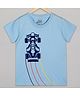 The Sandbox Clothing Co Cotton Knit Half Sleeves Racing Car Printed Tee - Blue