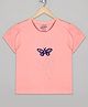 The Sandbox Clothing Co Cotton Knit Half Sleeves Butterfly Printed & Stones Embellished Tee - Pink