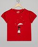 The Sandbox Clothing Co Cotton Woven Half Sleeves Girl Glitter Printed Tee - Red