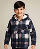 Pine Kids Woven Full Sleeves Hooded Winter Jacket With Checks - Navy Blue
