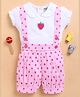 Wonderchild Interlock Woven Half Sleeves Strawberry Patch Embroidered Top With Gallice Shorts - White & Pink